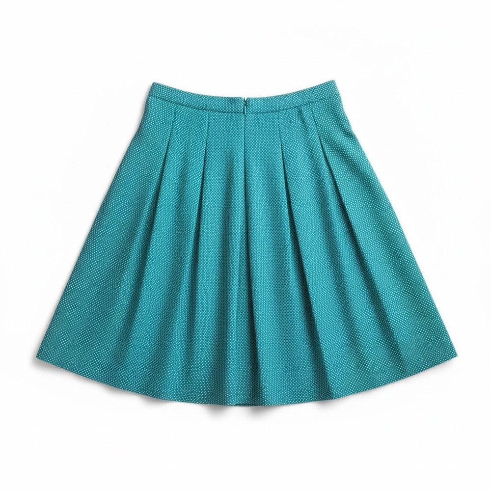Talbots Turquoise/Teal Polka Dot, Pleated A-Line, Fit & Flare, Lined, size 4P - Picture 2 of 5